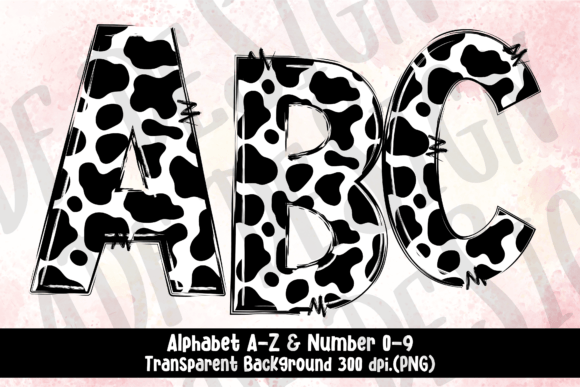 Download Cow Print Doodle Alphabet Clip Art PNG - Premium Resources
